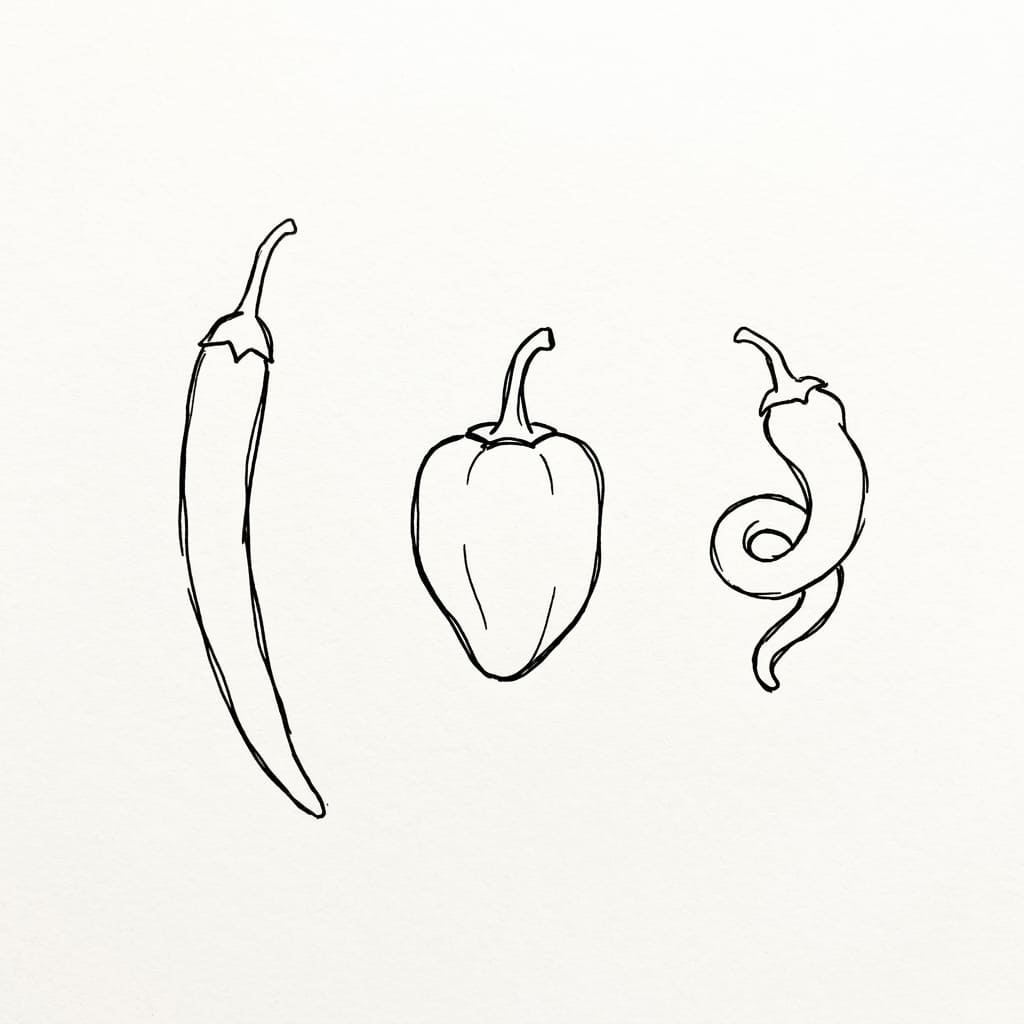 Chili Variety Set drawing idea