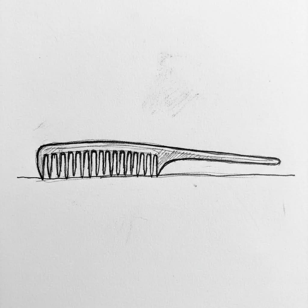 A Comb Resting on a Flat Surface drawing idea