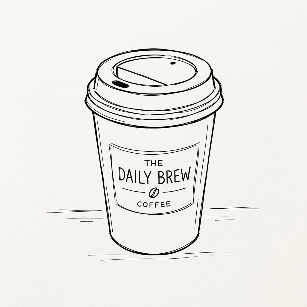 3/4 Perspective View takeaway coffee cup drawing idea