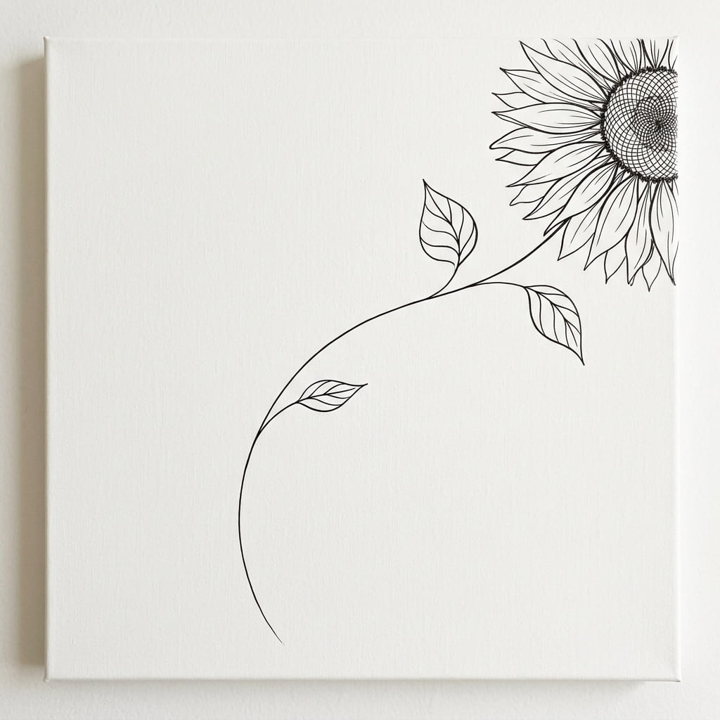 Corner Sunflower Composition drawing idea
