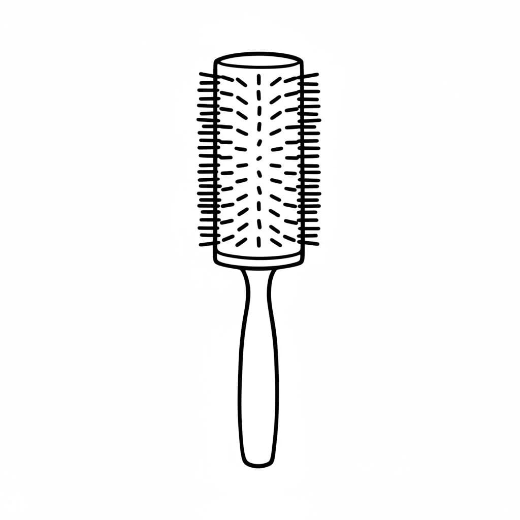 A Round Hairbrush with a Cylindrical Head drawing idea