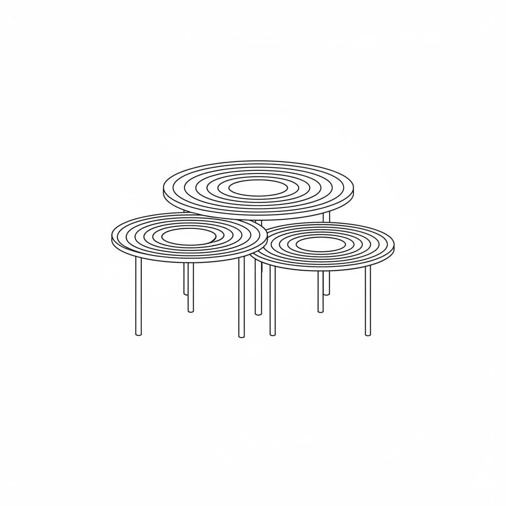 Three-small-round-coffee-tables drawing idea