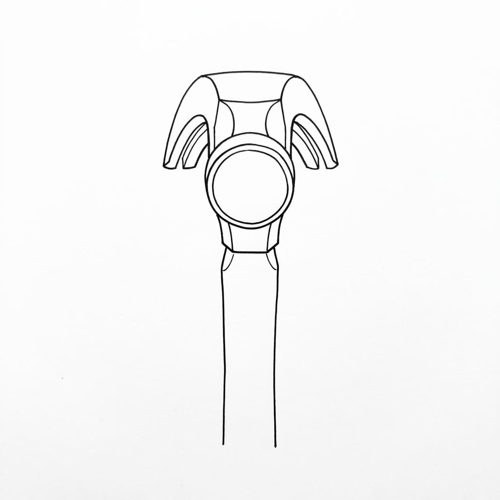 Front View Hammer with 3D Depth drawing idea