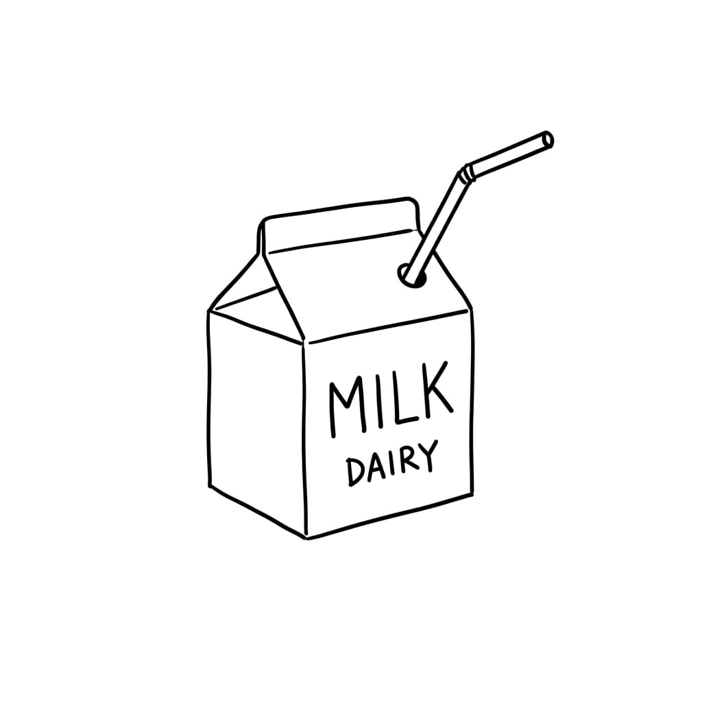 Milk Carton with Straw drawing idea