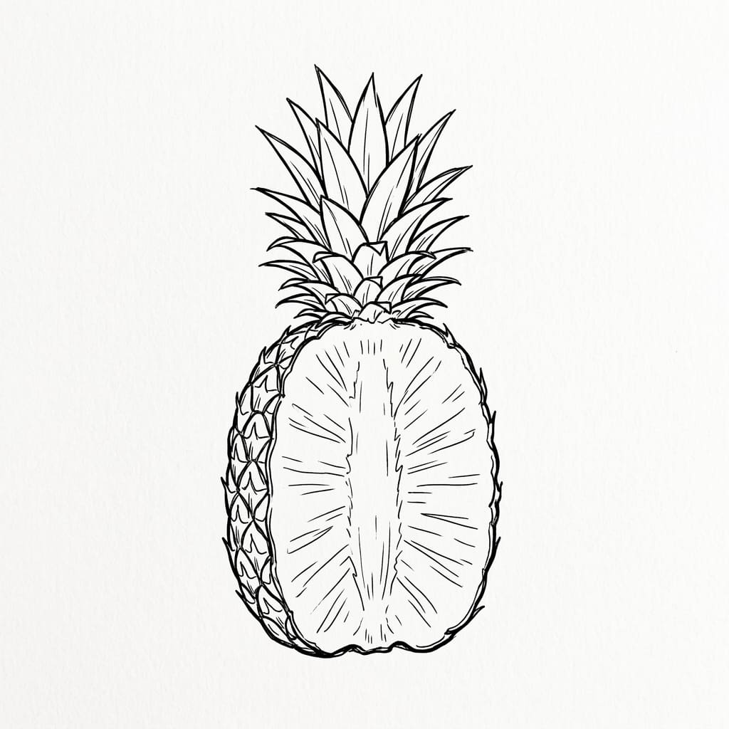 Half-Cut Pineapple drawing idea
