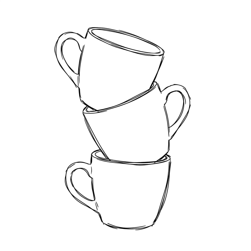 Stacked Coffee Mugs drawing idea