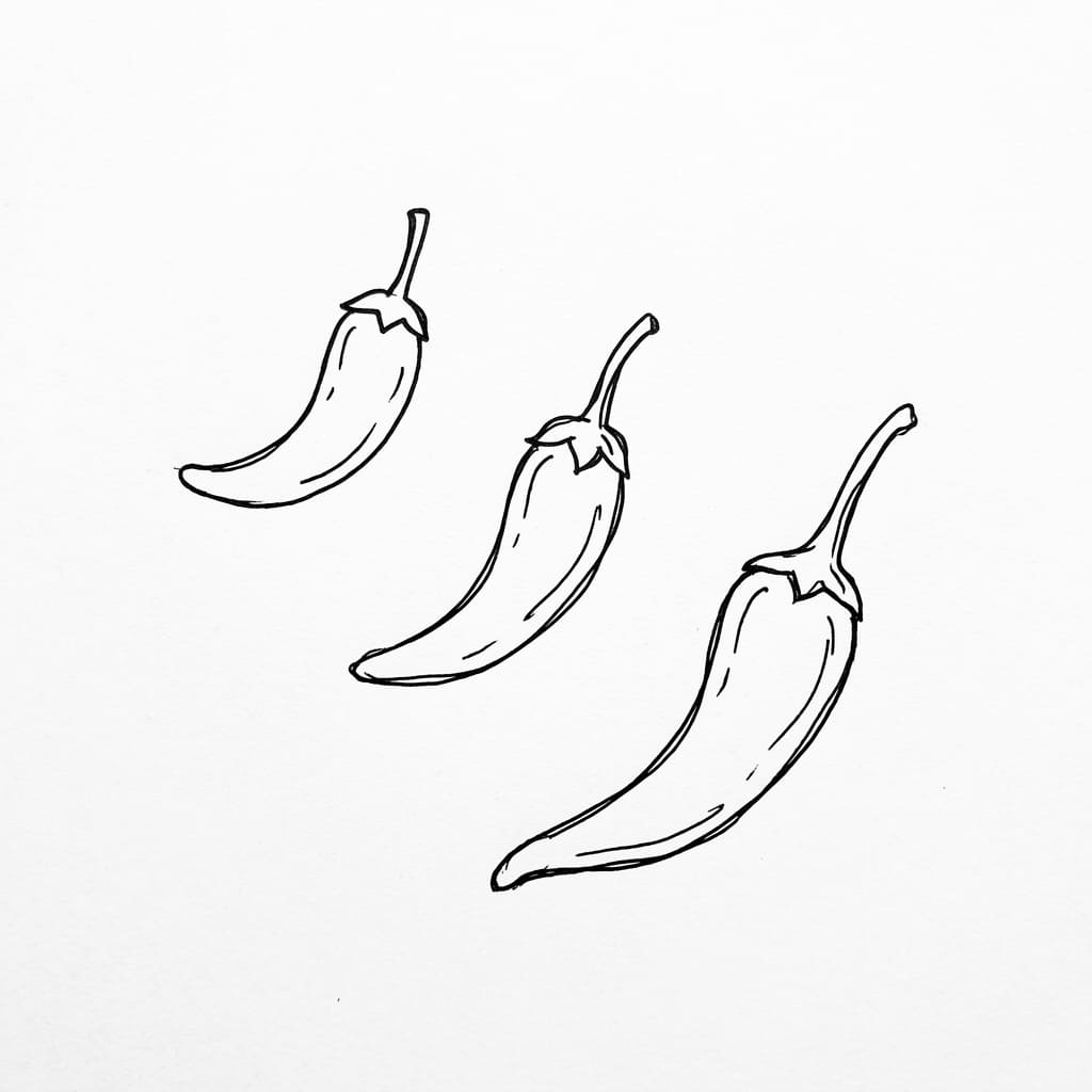 Diagonal Trio Chili drawing idea