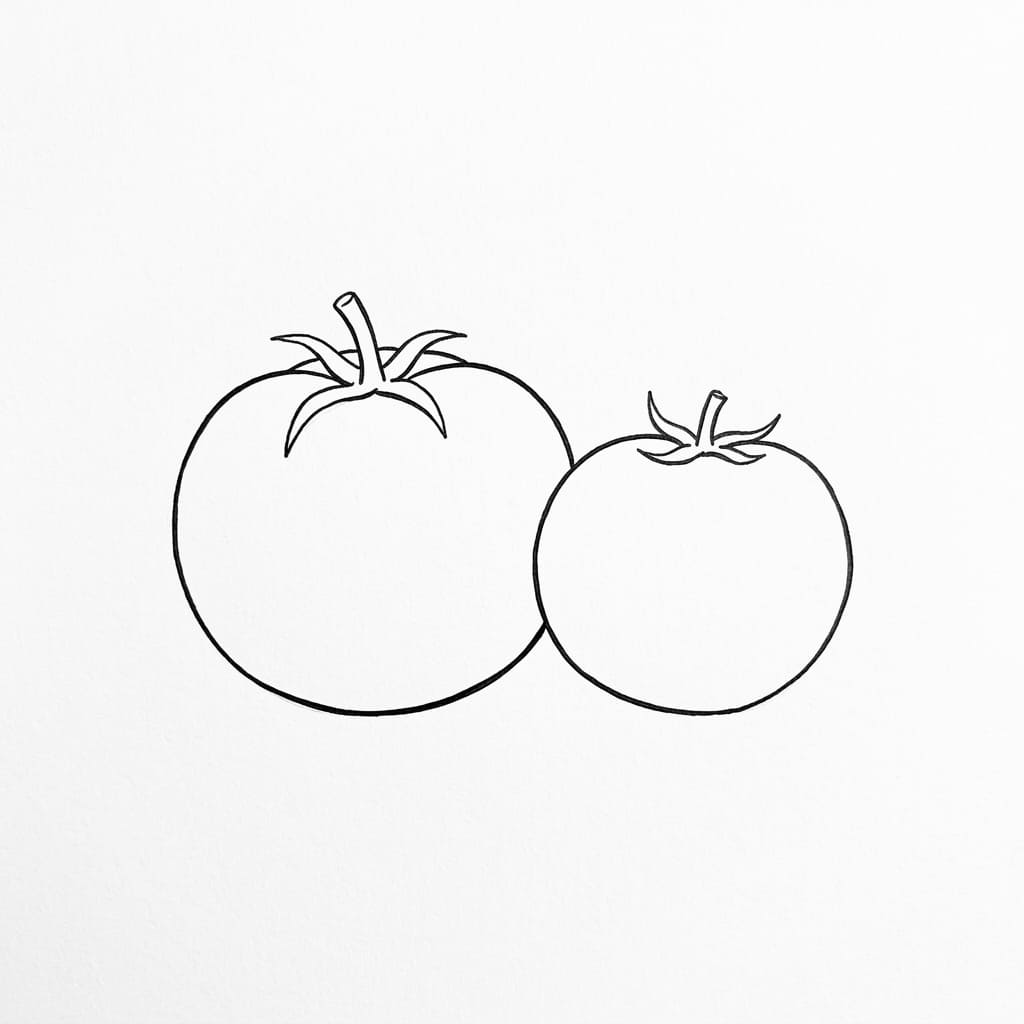 Two Tomatoes Side by Side drawing idea