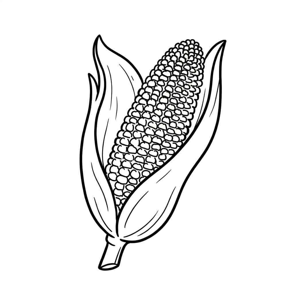 Large Corn with Leaves drawing idea