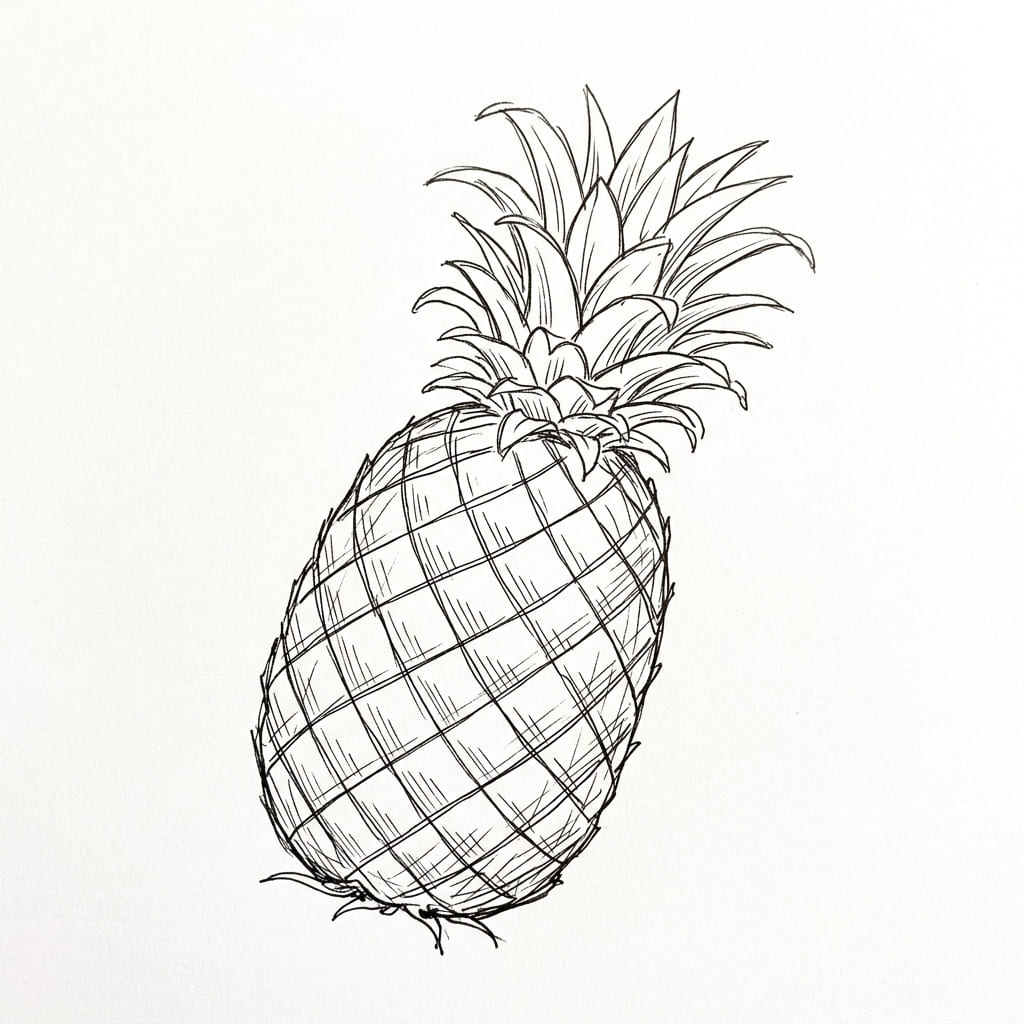 Side View Pineapple drawing idea