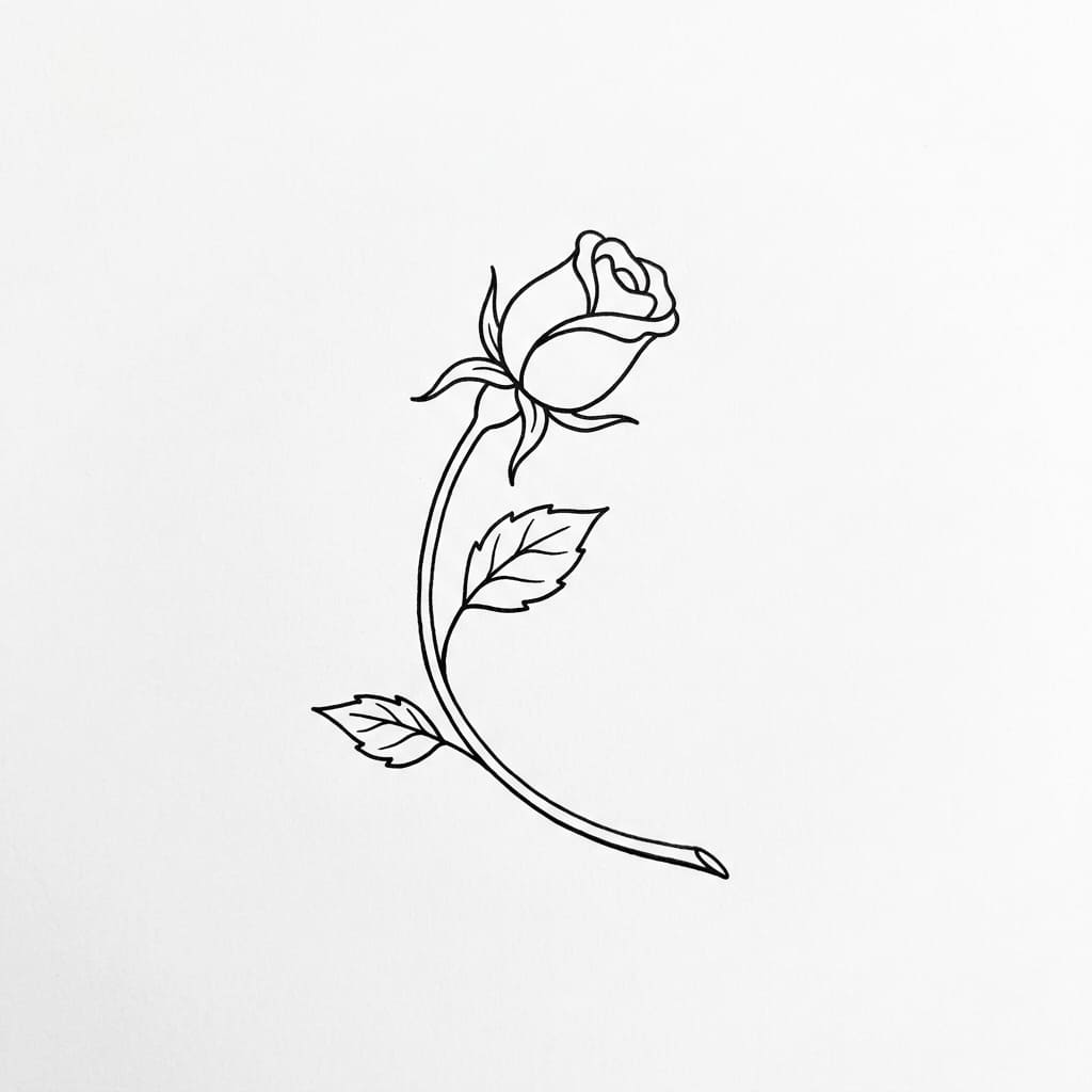Side View Rose Bud drawing idea