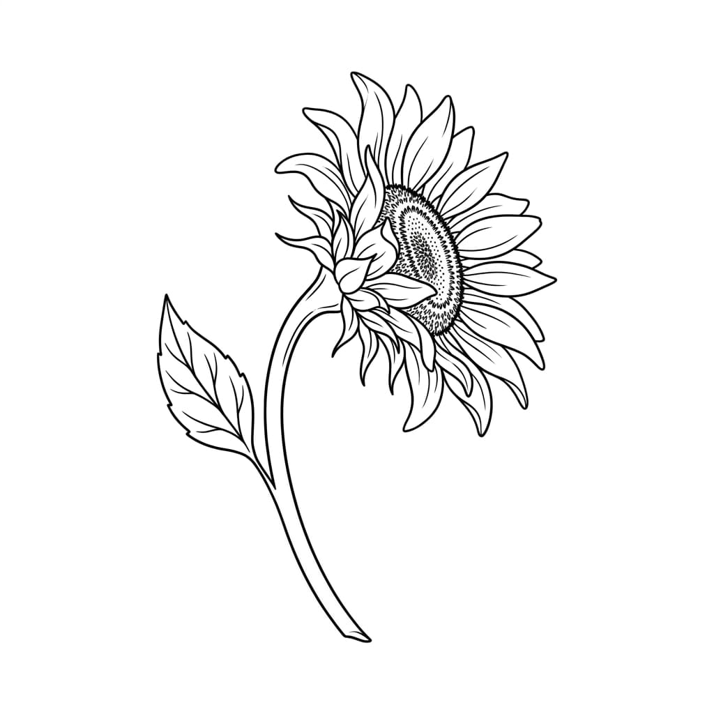 Side View Sunflower drawing idea