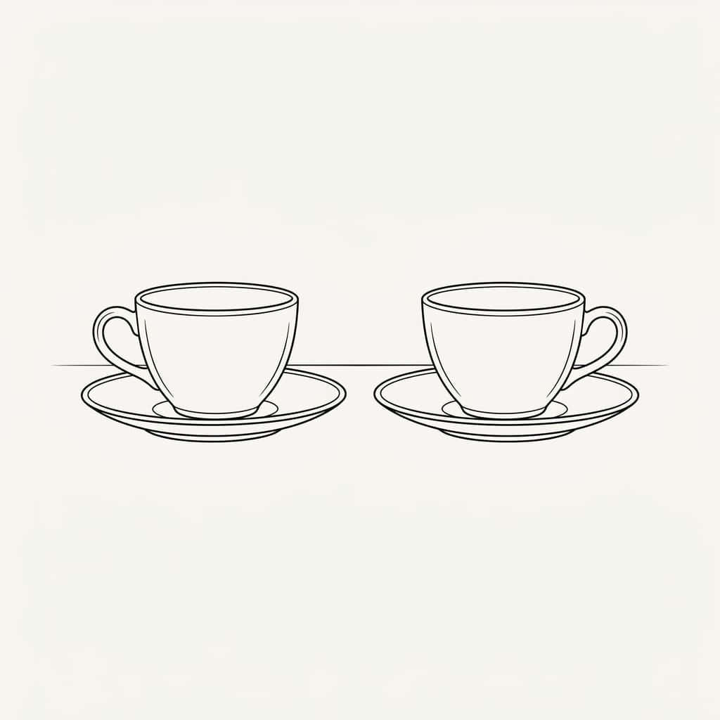Two Teacups Side by Side drawing idea