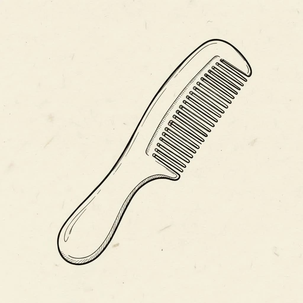 A Small Pocket Comb with a Rounded Handle drawing idea