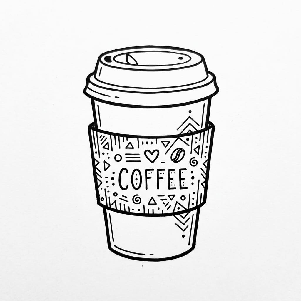 The Sleeved Takeaway Coffee Cup drawing idea