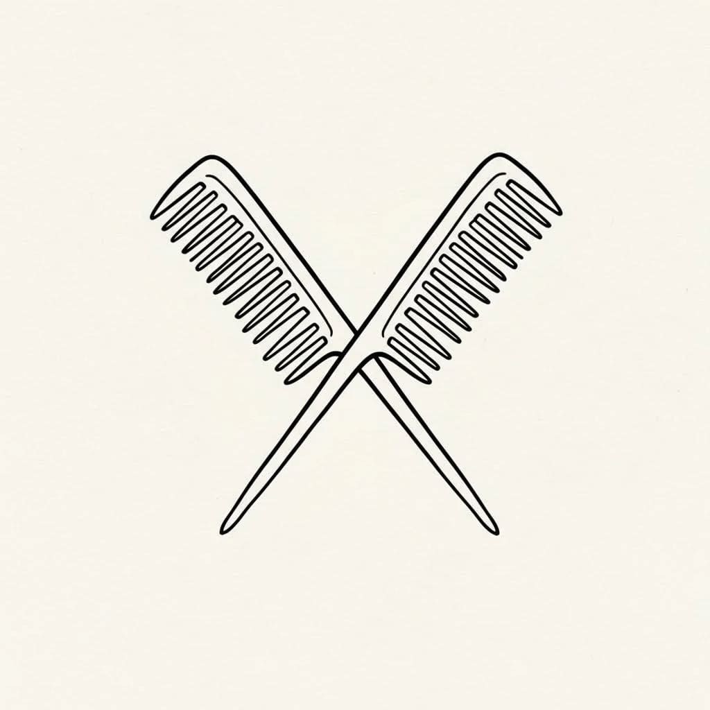 Two Crossed Combs Forming an “X” Shape drawing idea