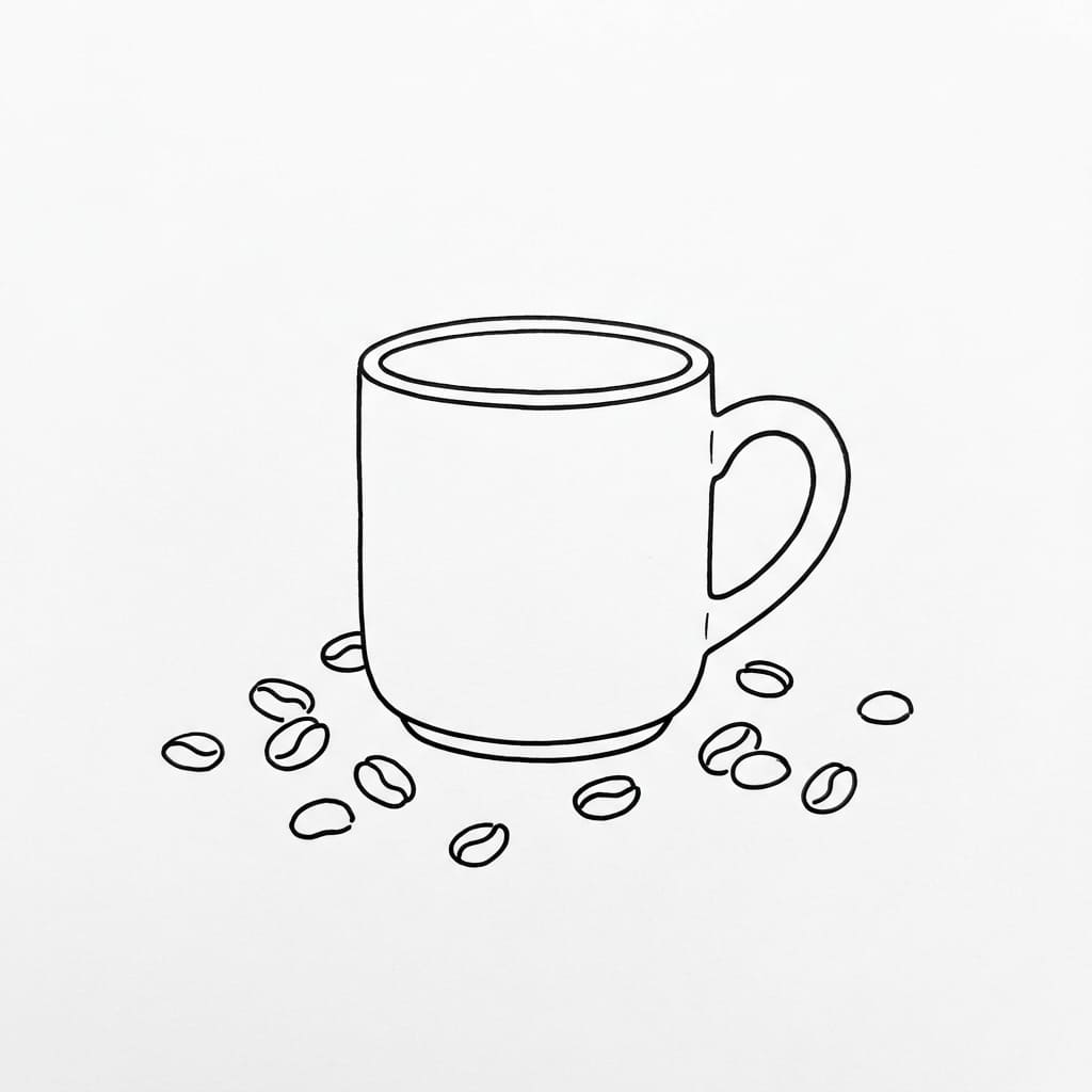 Mug with Coffee Beans drawing idea