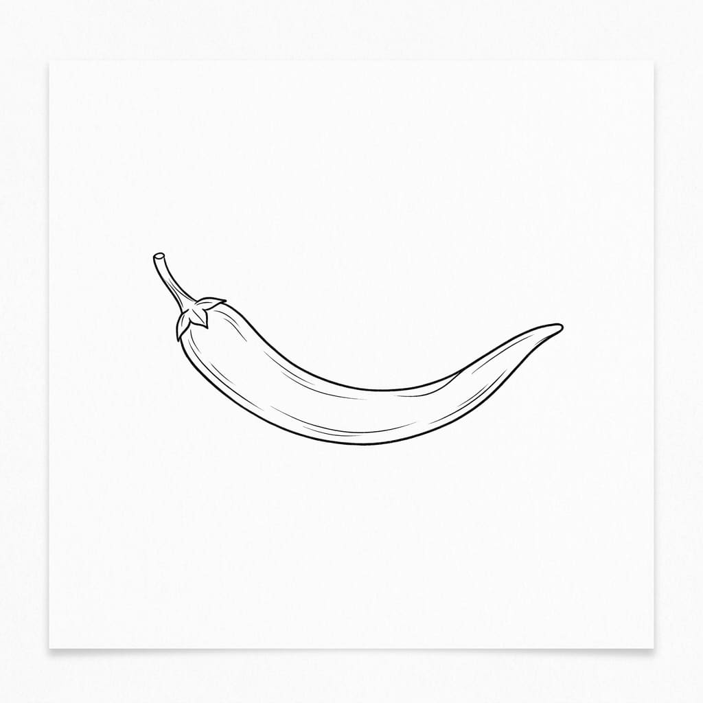 Long and Curved Chili drawing idea