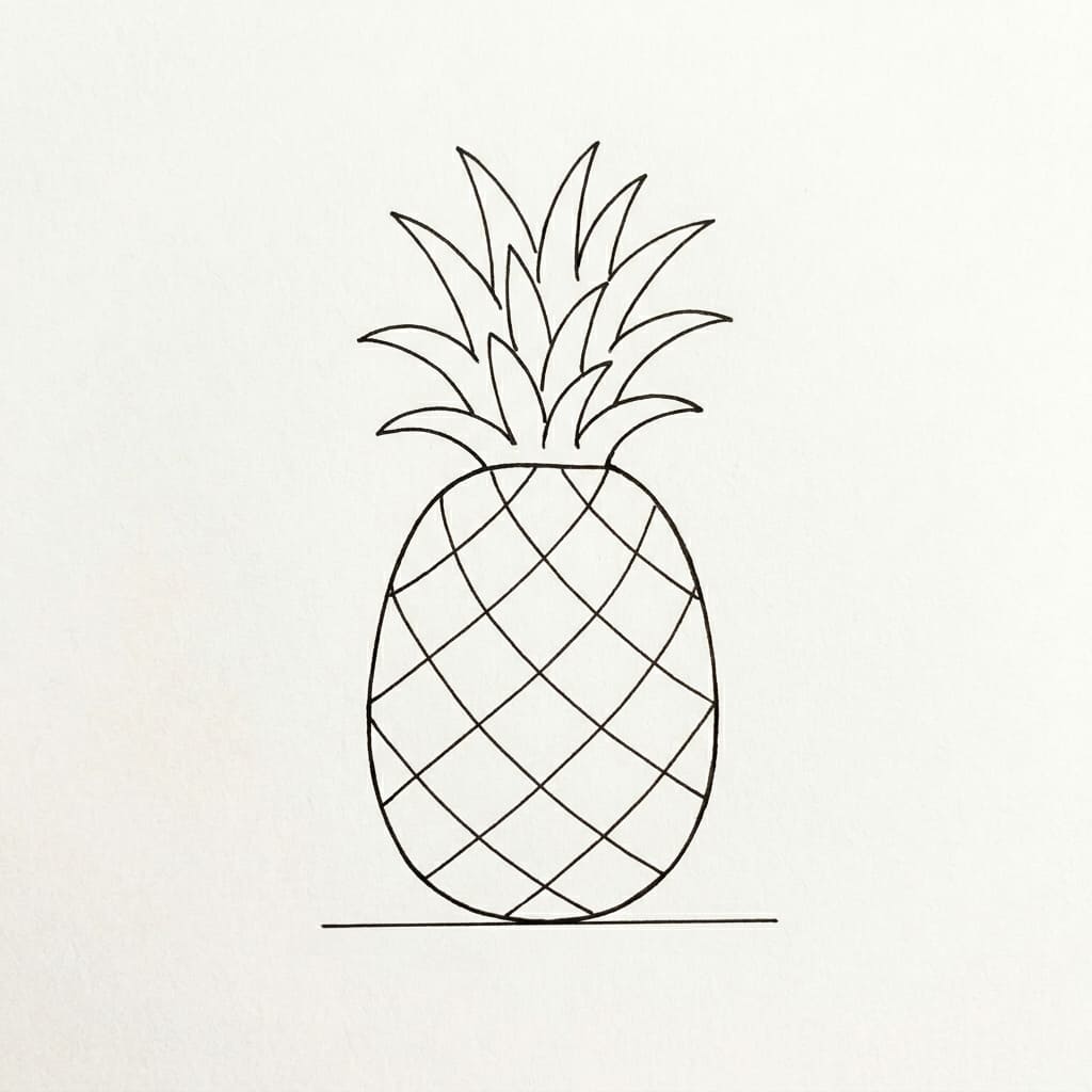 Pineapple with Ground Line drawing idea
