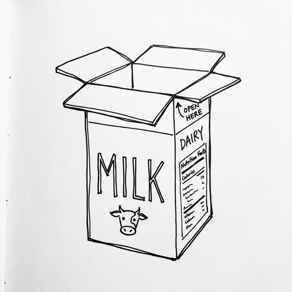 Open Top Milk Carton drawing idea