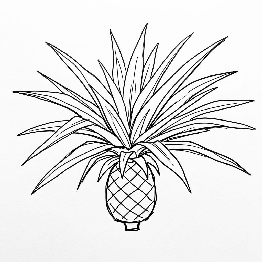 Wide-Leaf Pineapple drawing idea