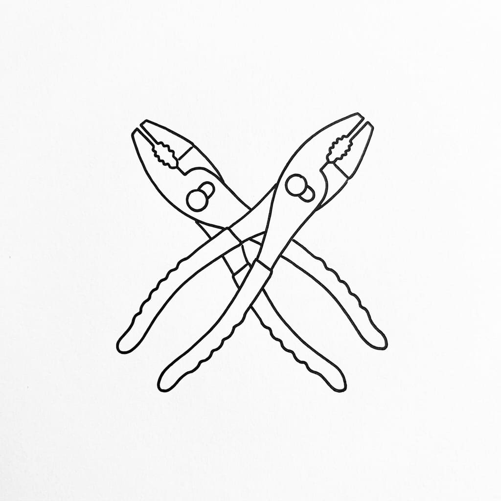 Crossed Pliers (X Shape) drawing idea