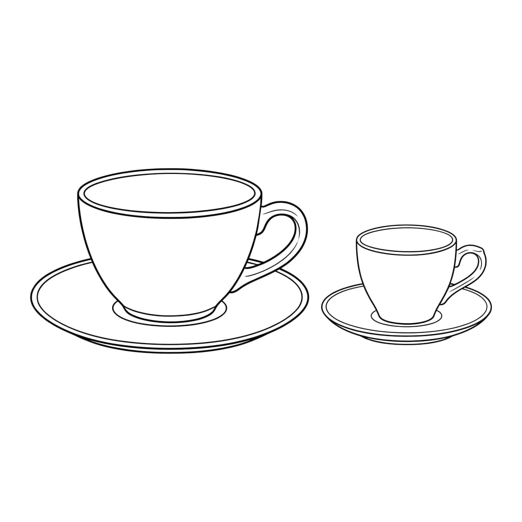Big and Small Teacup Pair drawing idea