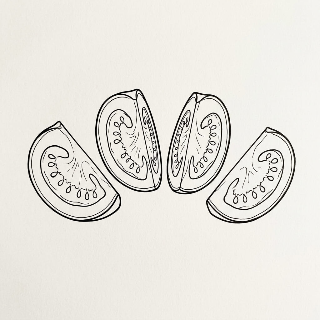 Tomato Wedges drawing idea