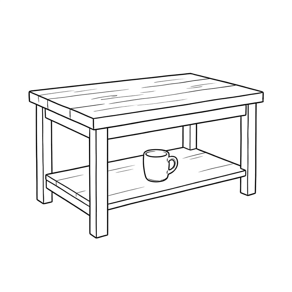 Coffee table with lower shelf drawing idea