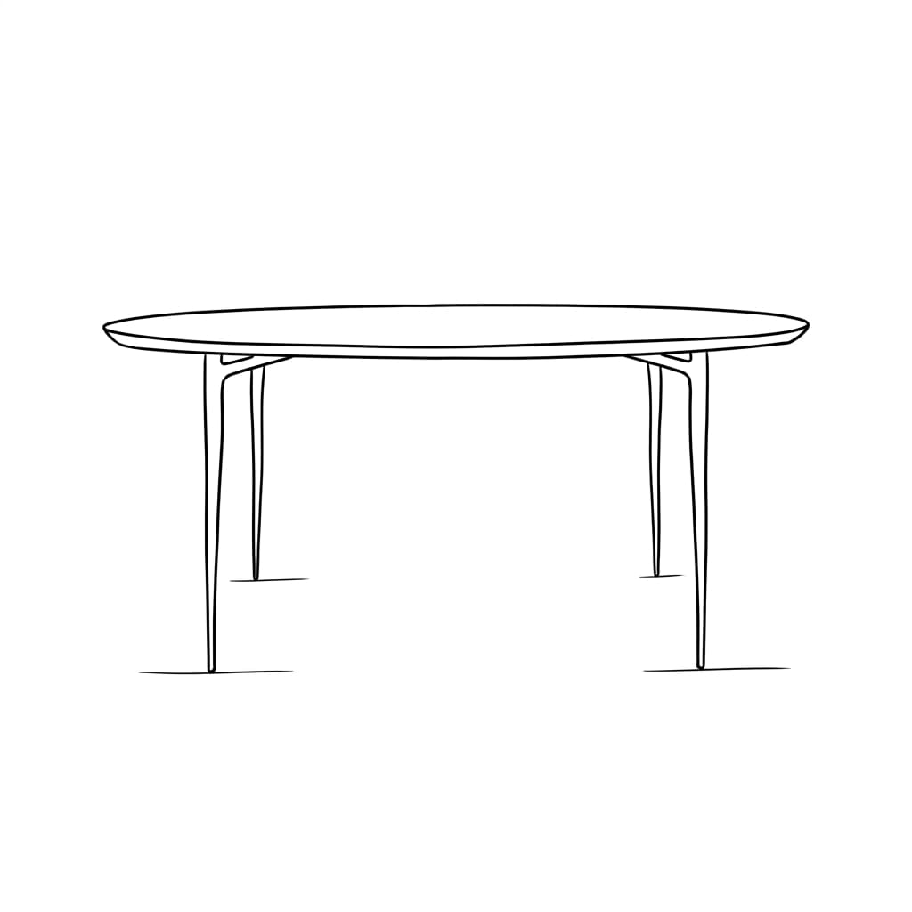 A_narrow_oval_coffee table drawing idea