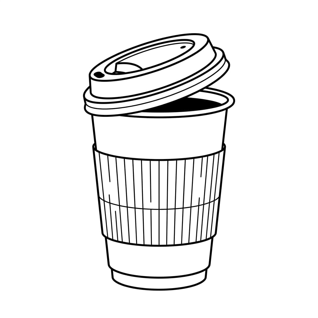 Slightly Open Lid takeaway coffee cup drawing idea
