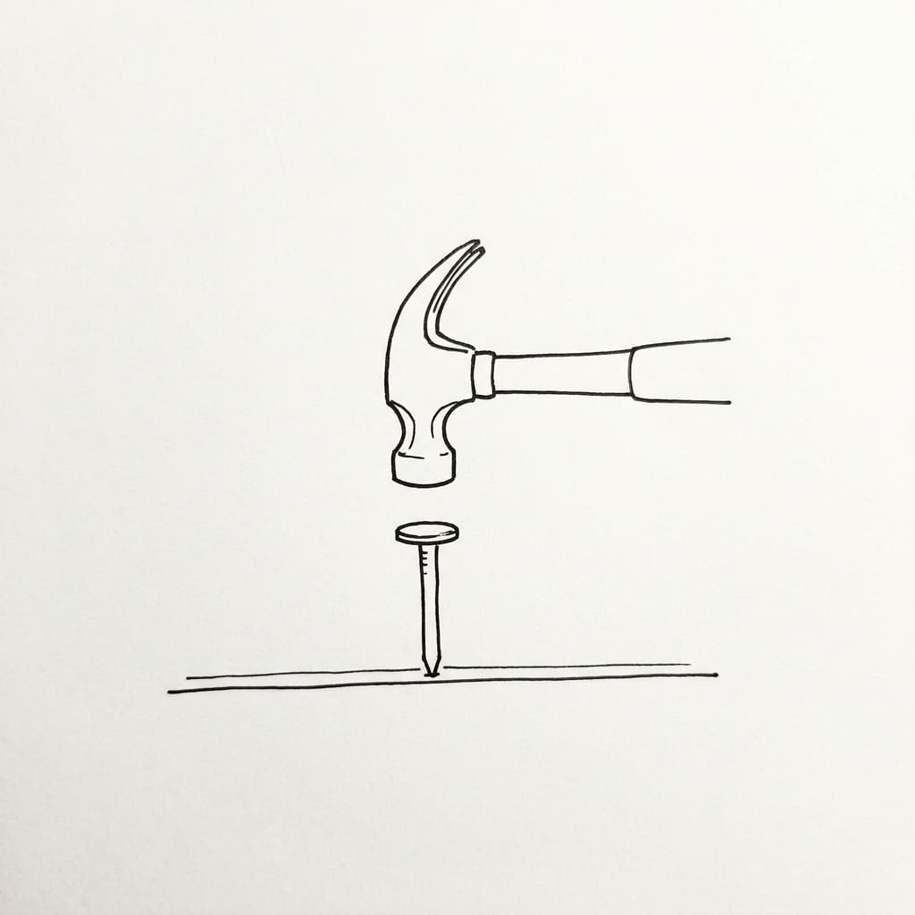 Hammer Above a Nail drawing idea
