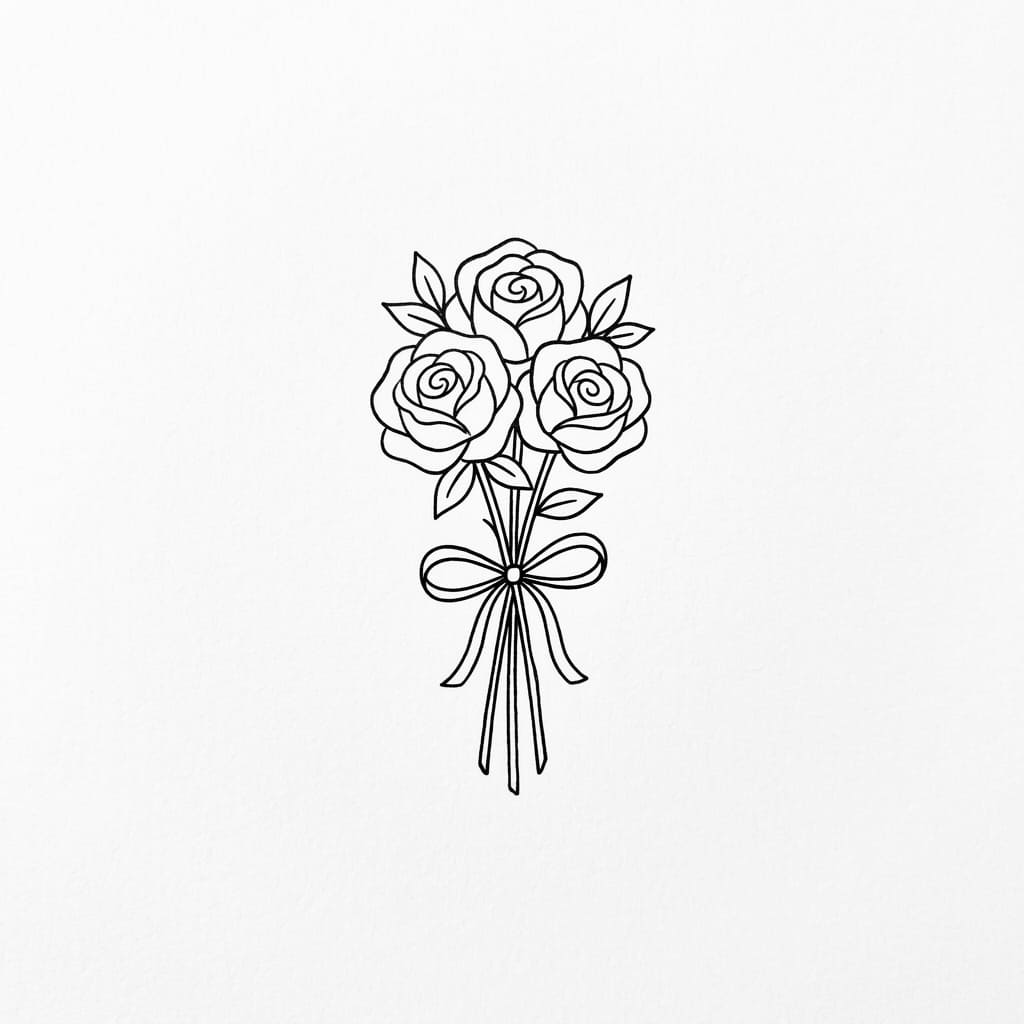 Mini Rose Bouquet drawing idea