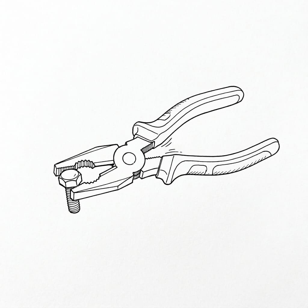 Pliers Holding a Bolt drawing idea