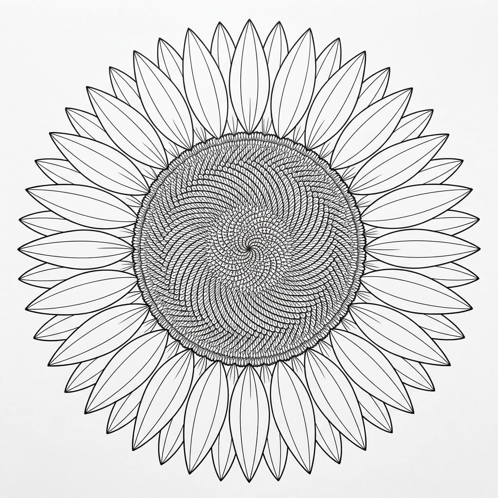 Top View Sunflower drawing idea
