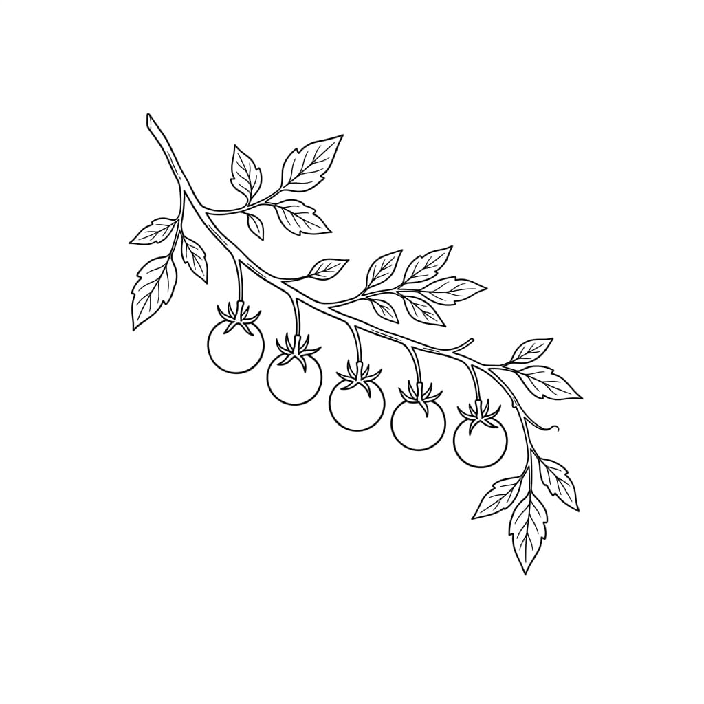 Cherry Tomatoes on a Vine drawing idea