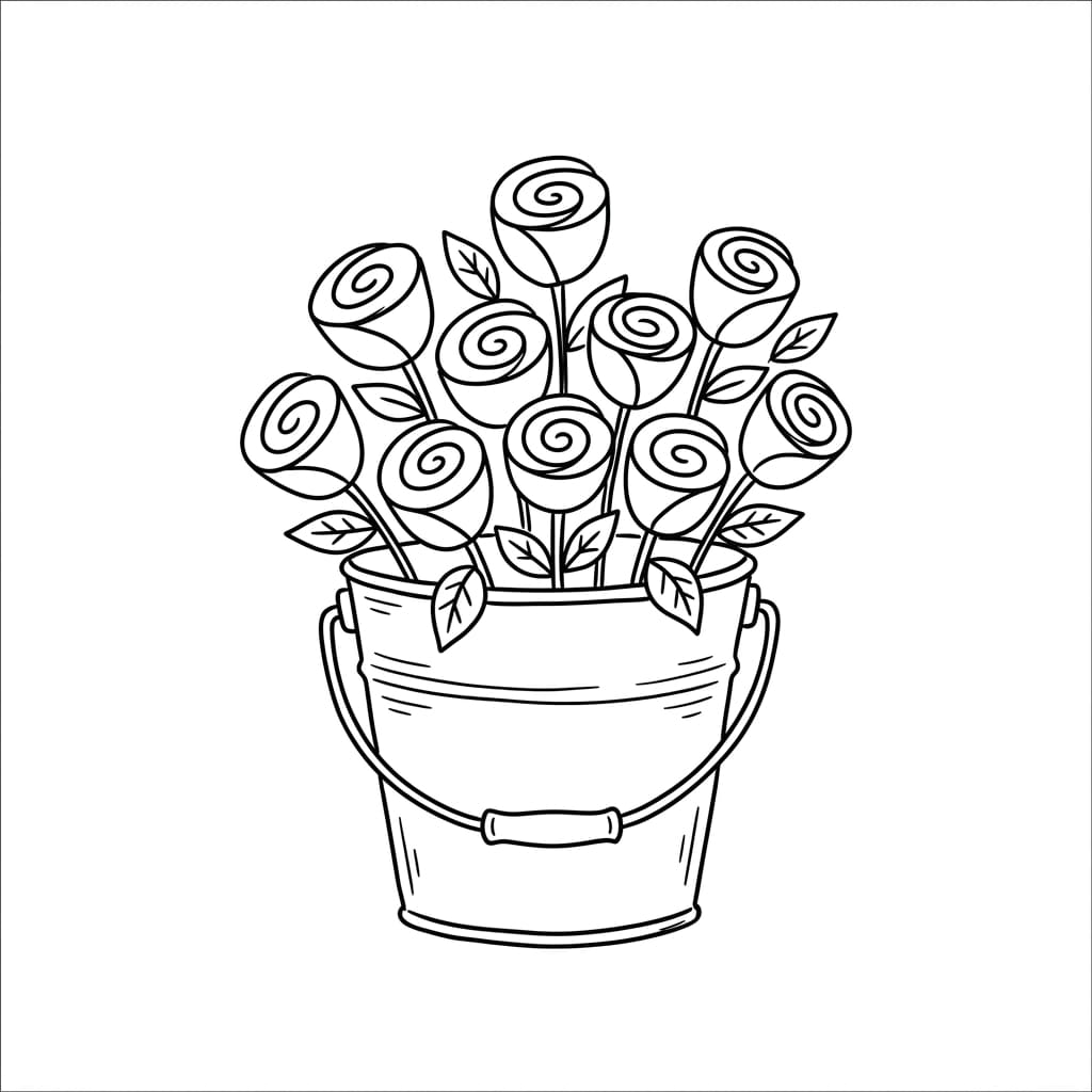 A Bucket of Roses drawing idea