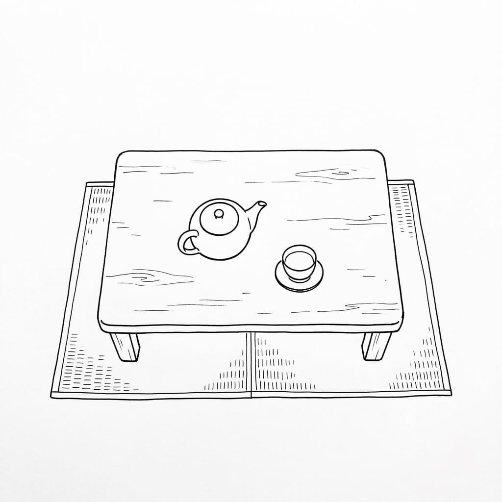 A_low_Japanese-style_coffee table drawing idea