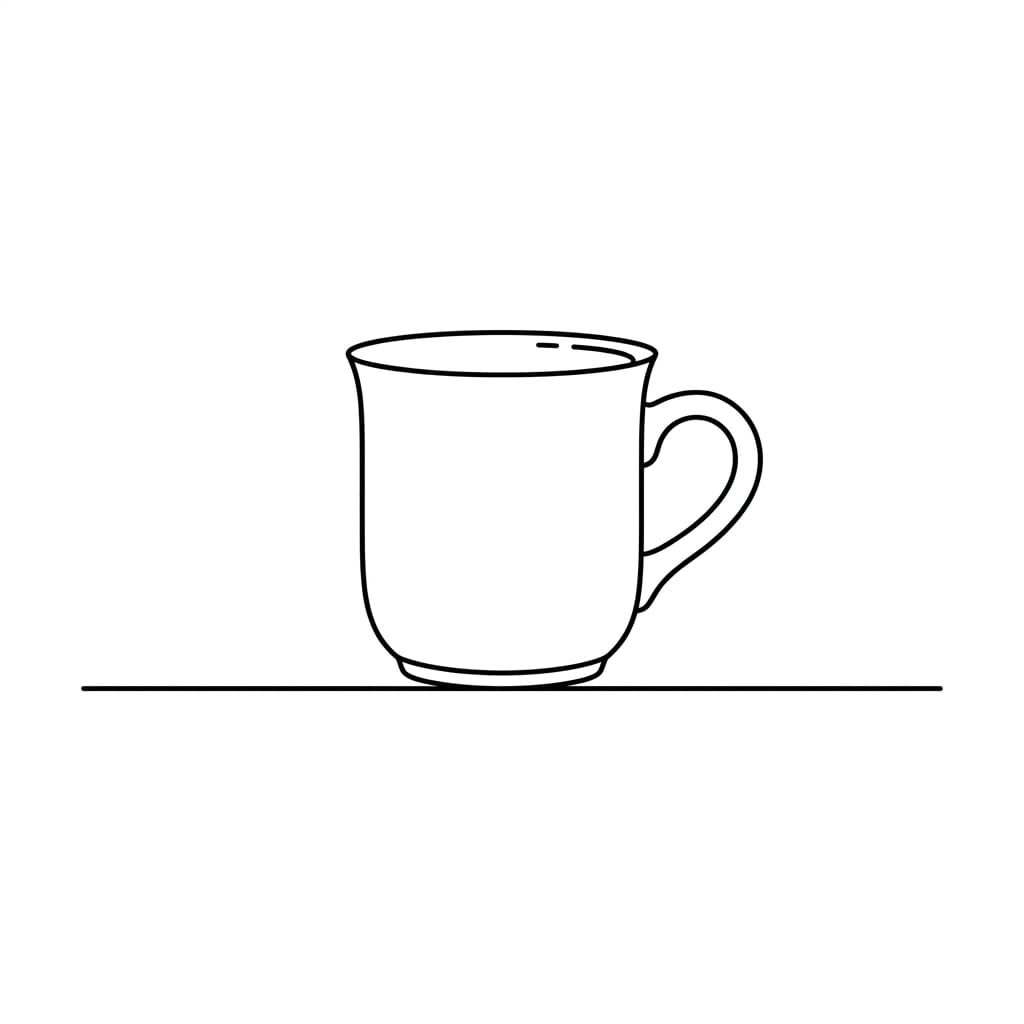 Mug on a Table Line drawing idea