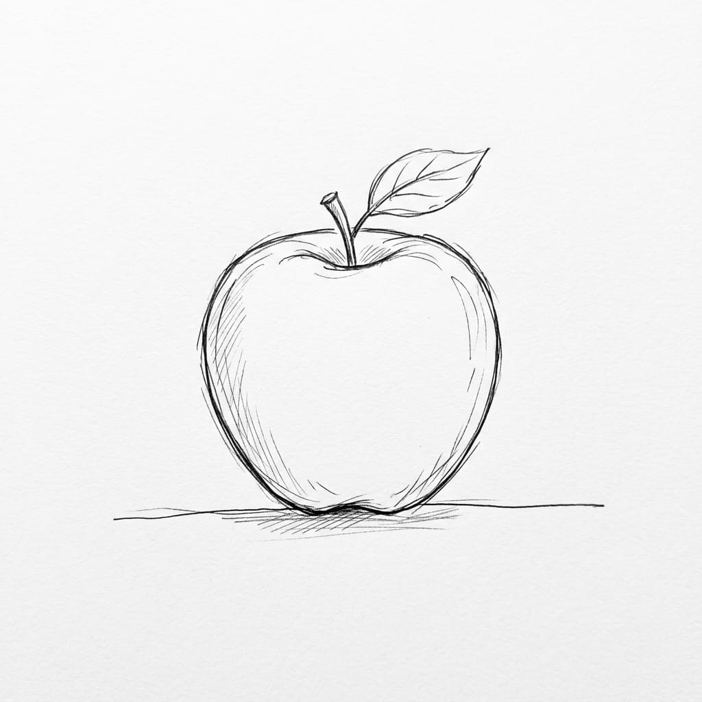 Apple with Shadow Line