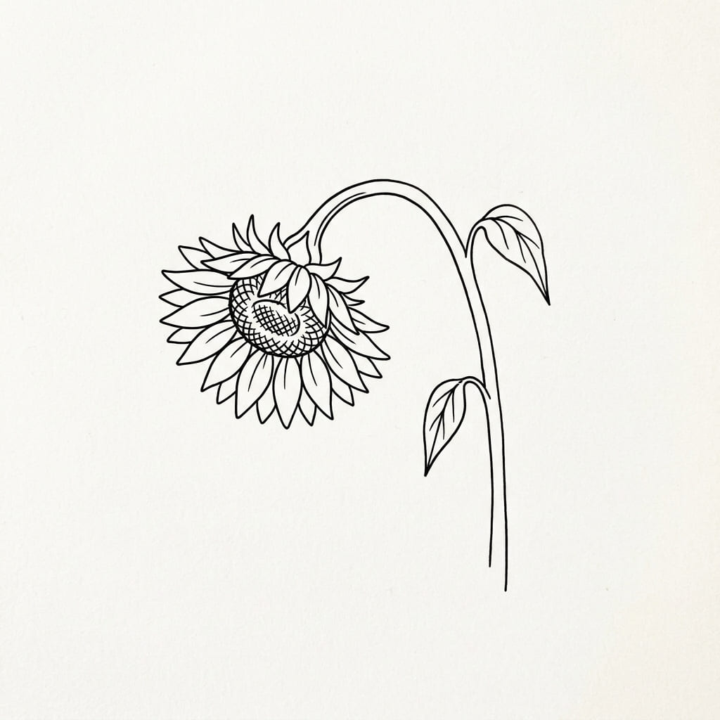 Drooping Sunflower drawing idea