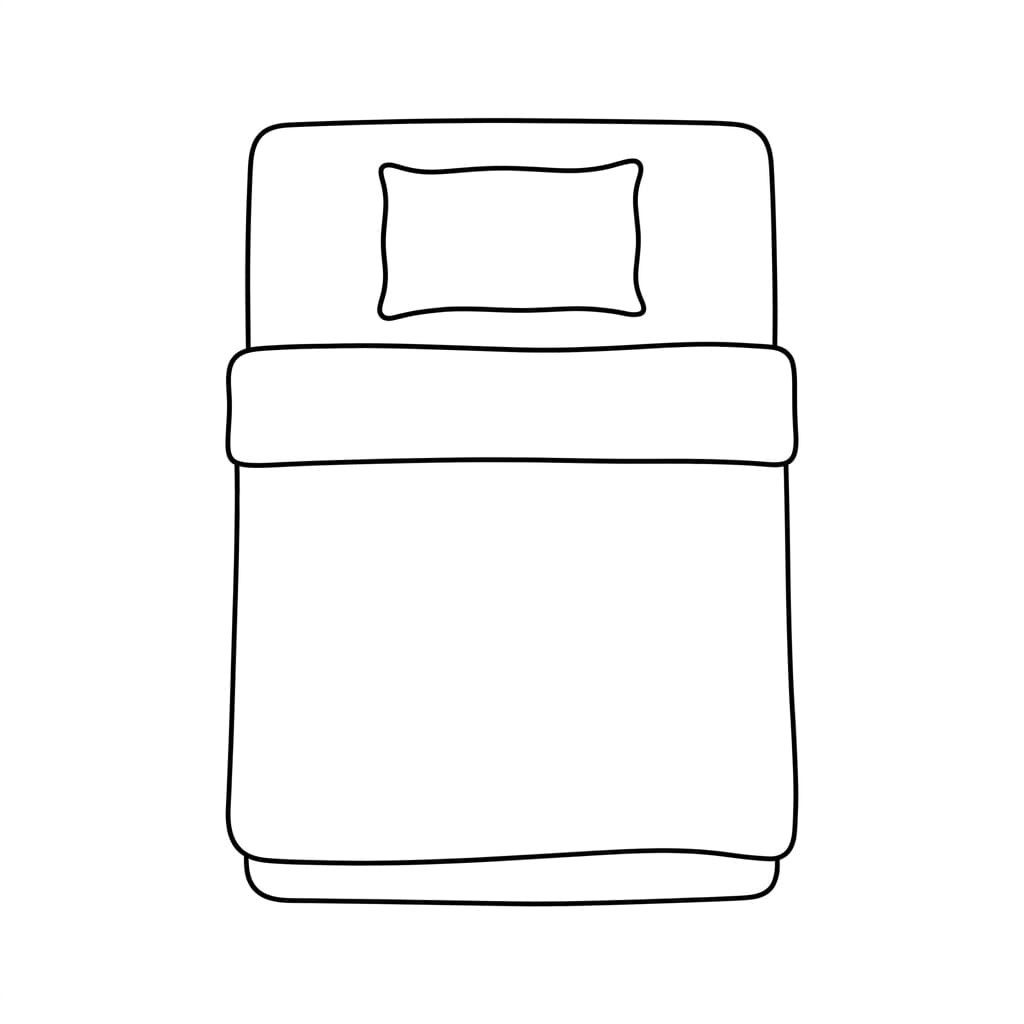 Bed viewed from above drawing idea