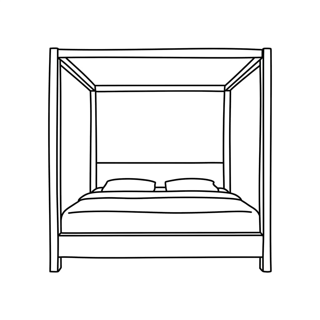 Bed_with_canopy frame drawing idea