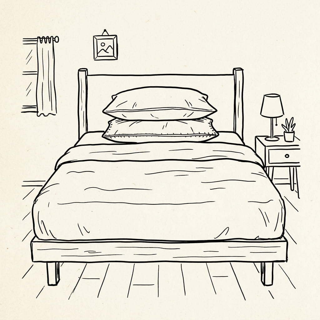 Bed_with_two pillows drawing idea