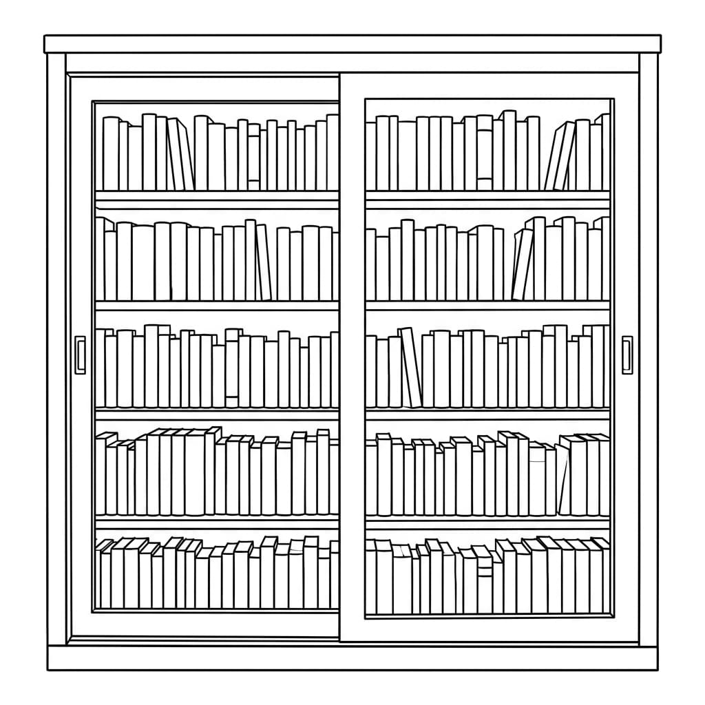 Bookshelf_with_sliding_glass_doors drawing idea