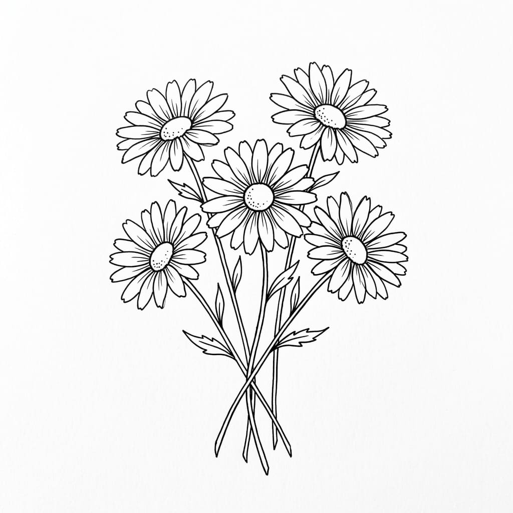 Five_daisies_drawing idea