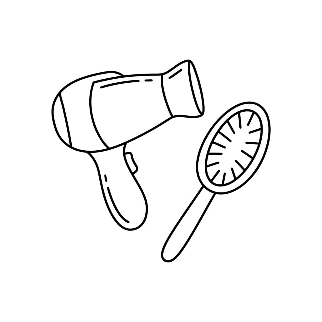 Hairdryer_and_hair_brush drawing idea