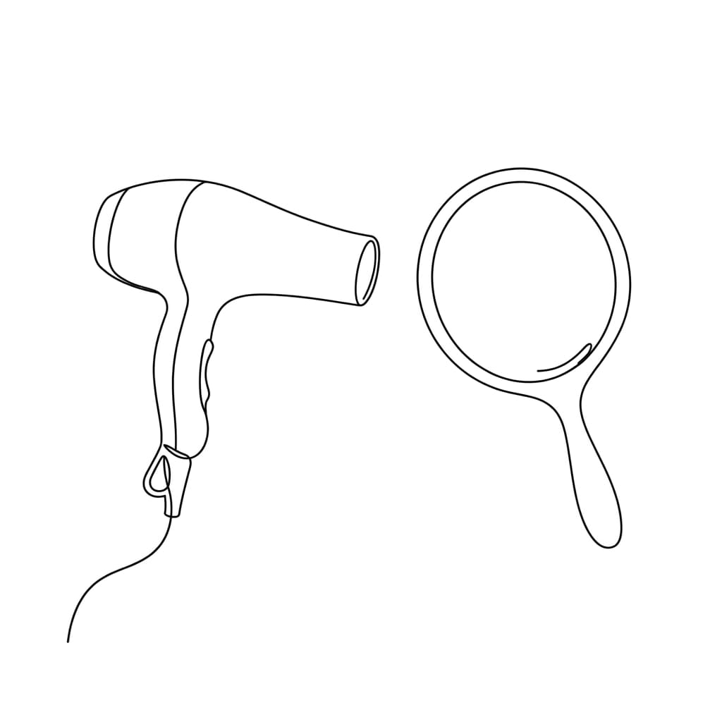 Hairdryer_facing_mirror drawing idea