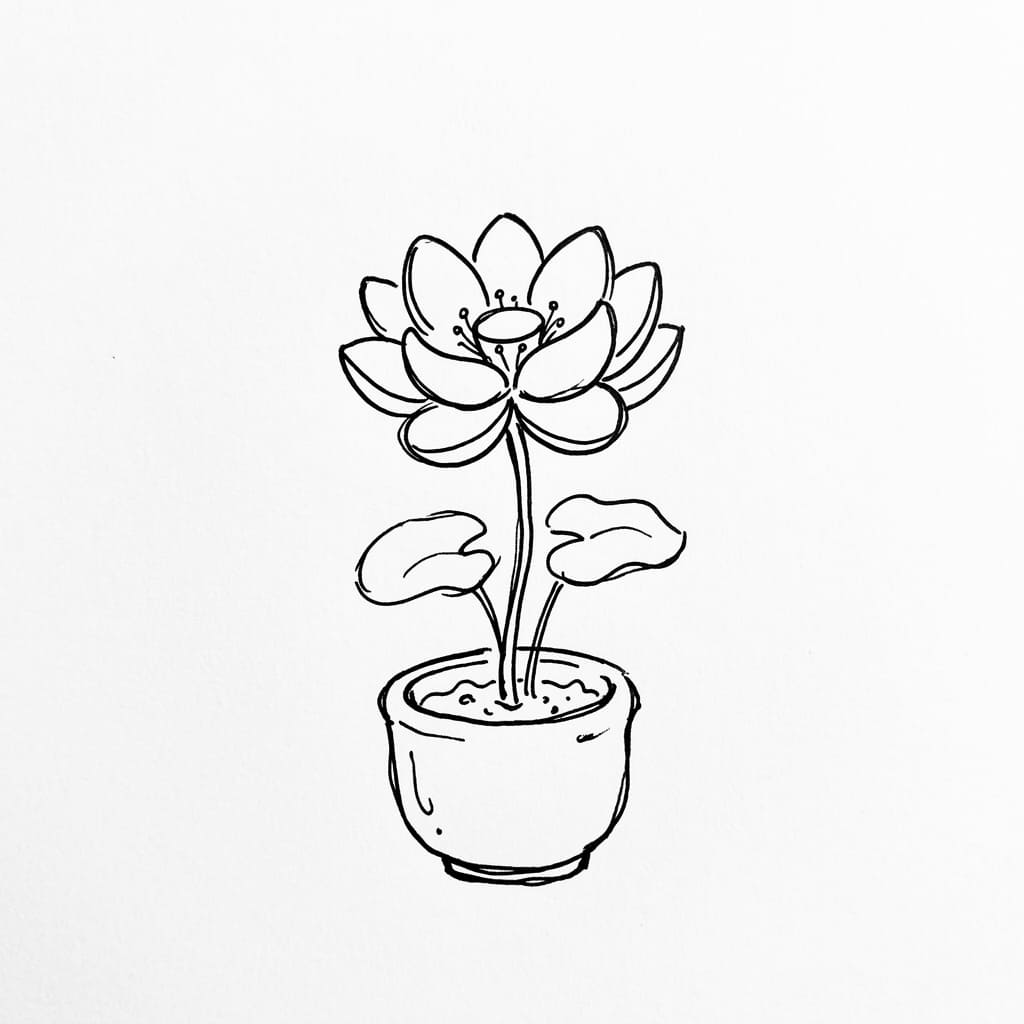 Lotus_flower_in_small pot drawing idea