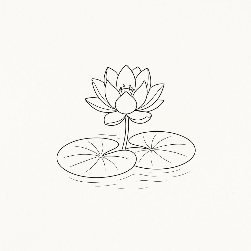 Lotus_flower_with_leaf_floating_drawing_idea